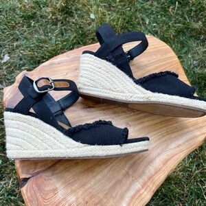 Lucky Brand Black Wedge Sandals